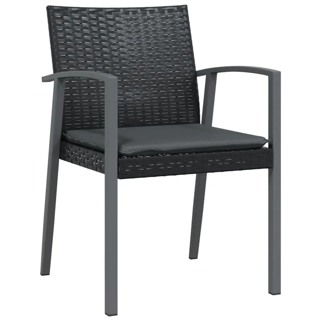 Set of 2 Black Patio Chairs with Cushions