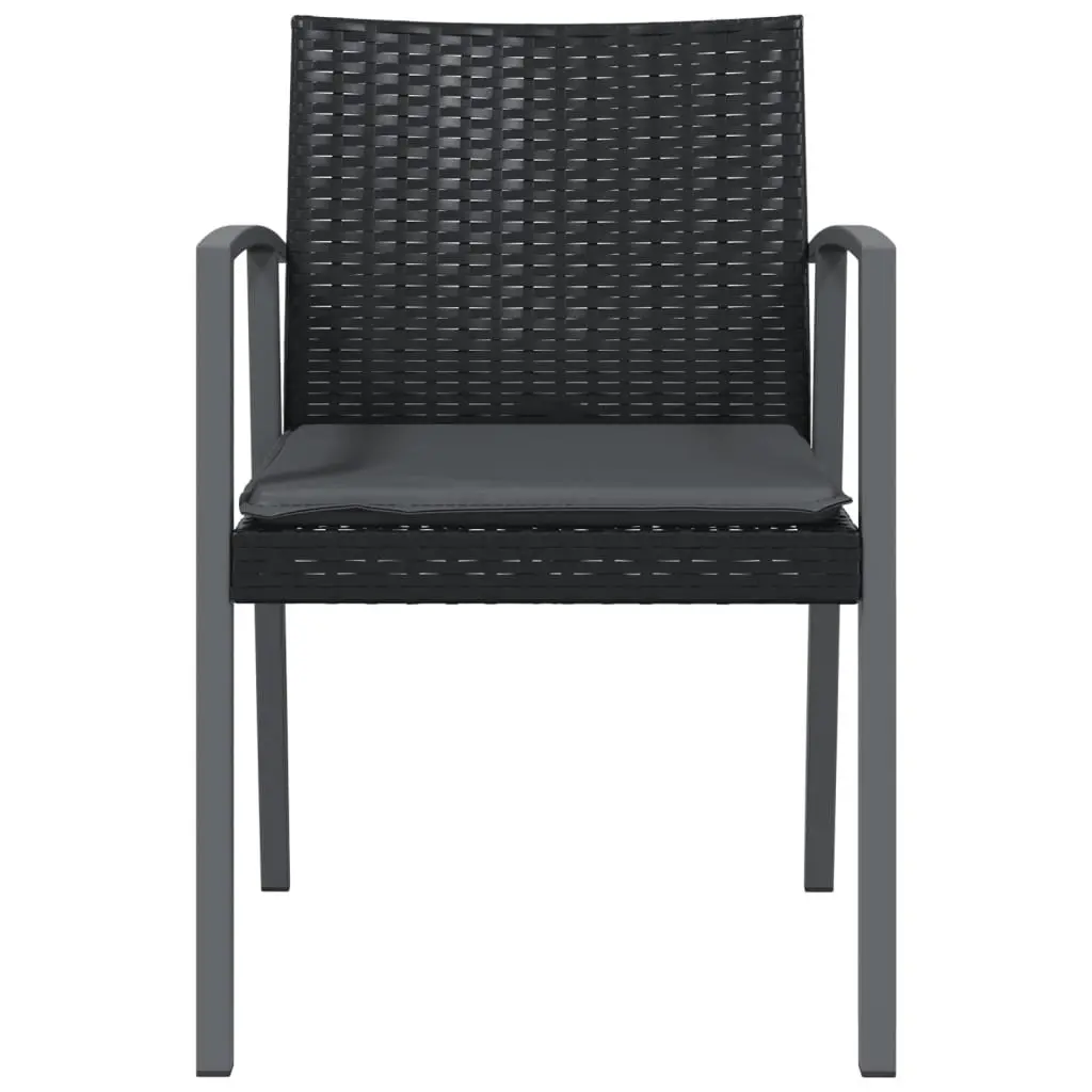 Set of 2 Black Patio Chairs with Cushions