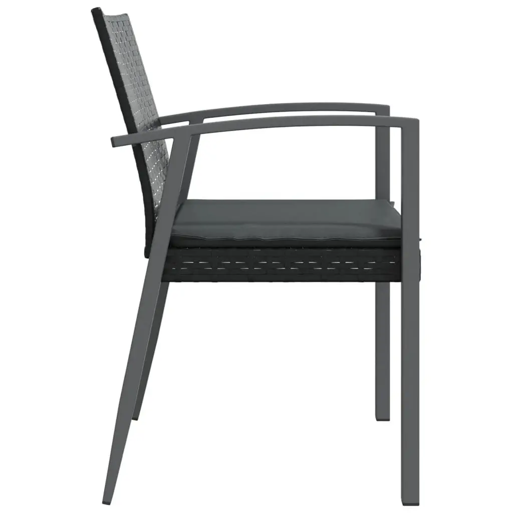 Set of 2 Black Patio Chairs with Cushions