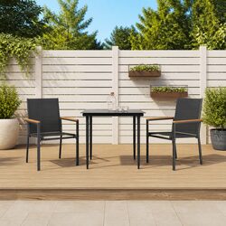 Durable Black Steel Frame Garden Chairs - 2 pcs