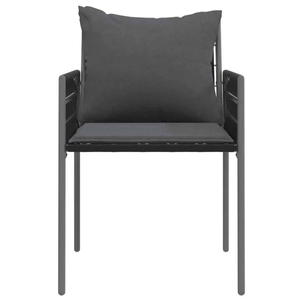 Outdoor Chairs with Cushions 2 Pieces Black Garden Patio Seating Poly Rattan