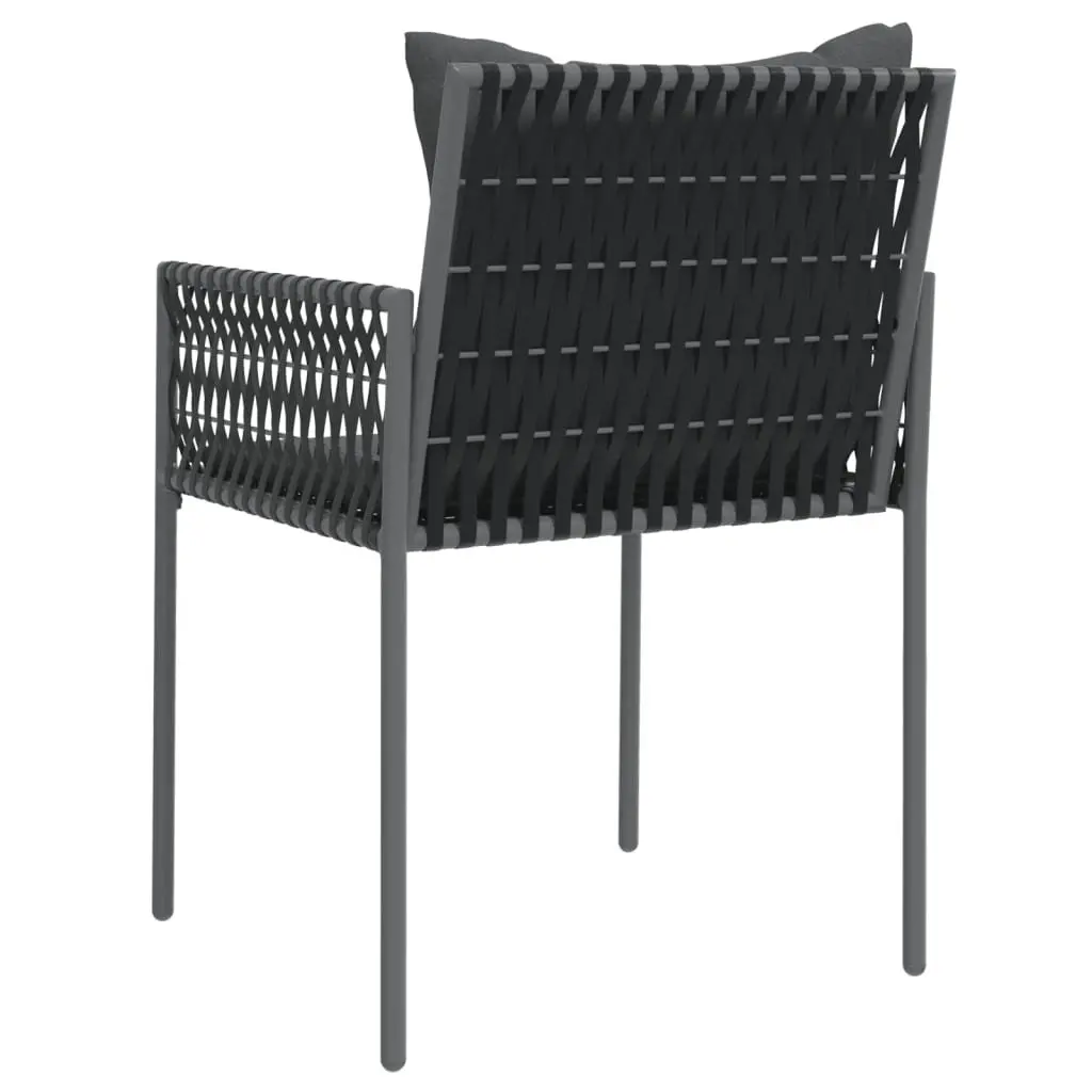 Outdoor Chairs with Cushions 2 Pieces Black Garden Patio Seating Poly Rattan