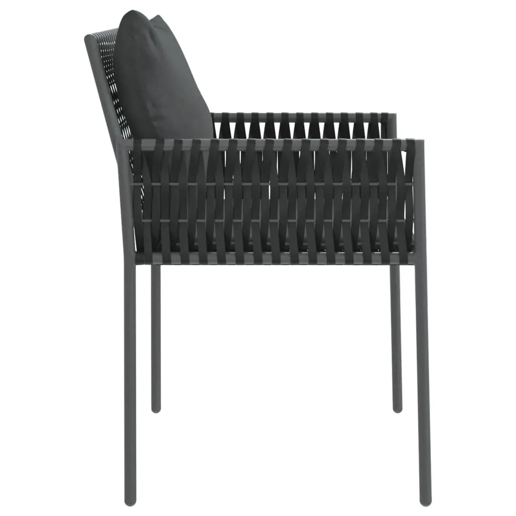 Outdoor Chairs with Cushions 2 Pieces Black Garden Patio Seating Poly Rattan