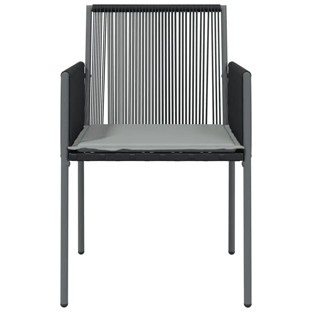 Outdoor Garden Chairs Set PE Rattan Steel Frame 54 x 60.5 x 83.5 cm Black with Cushions