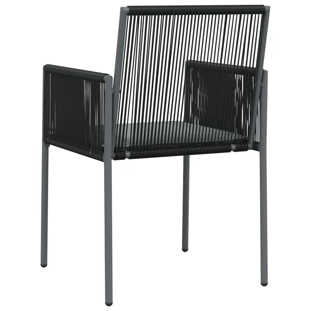 Outdoor Garden Chairs Set PE Rattan Steel Frame 54 x 60.5 x 83.5 cm Black with Cushions