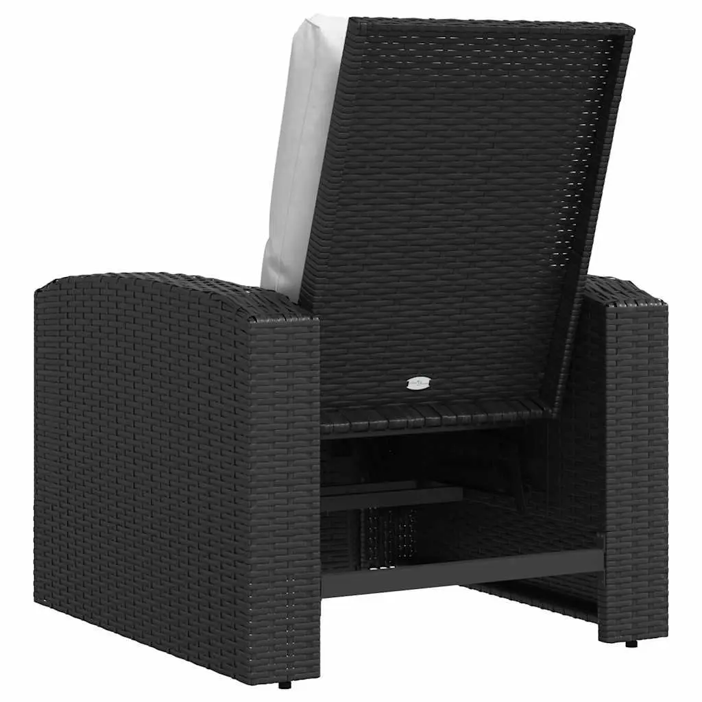 Garden Reclining Chair PE Rattan Steel Frame Cushions Black