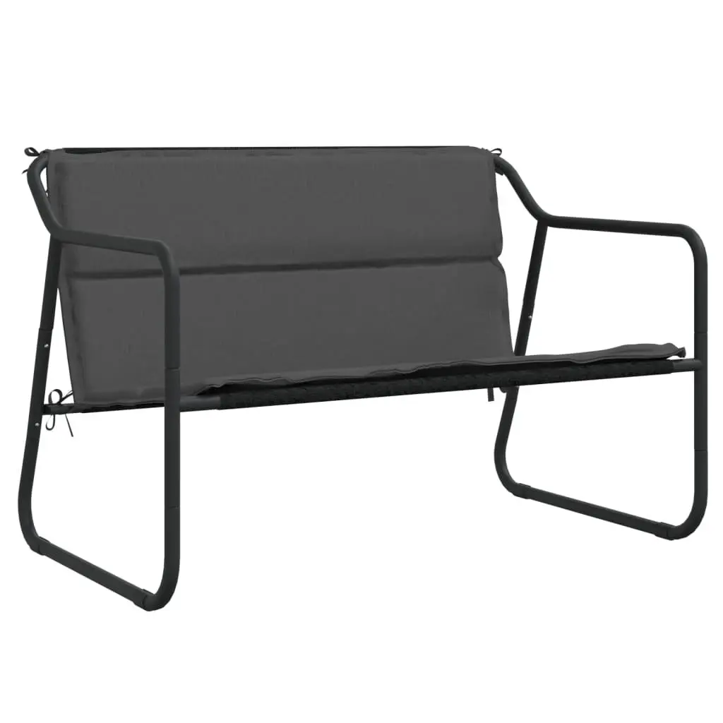 Garden Bench Steel Frame 2-Seater Anthracite with Cushion Textilene Fabric