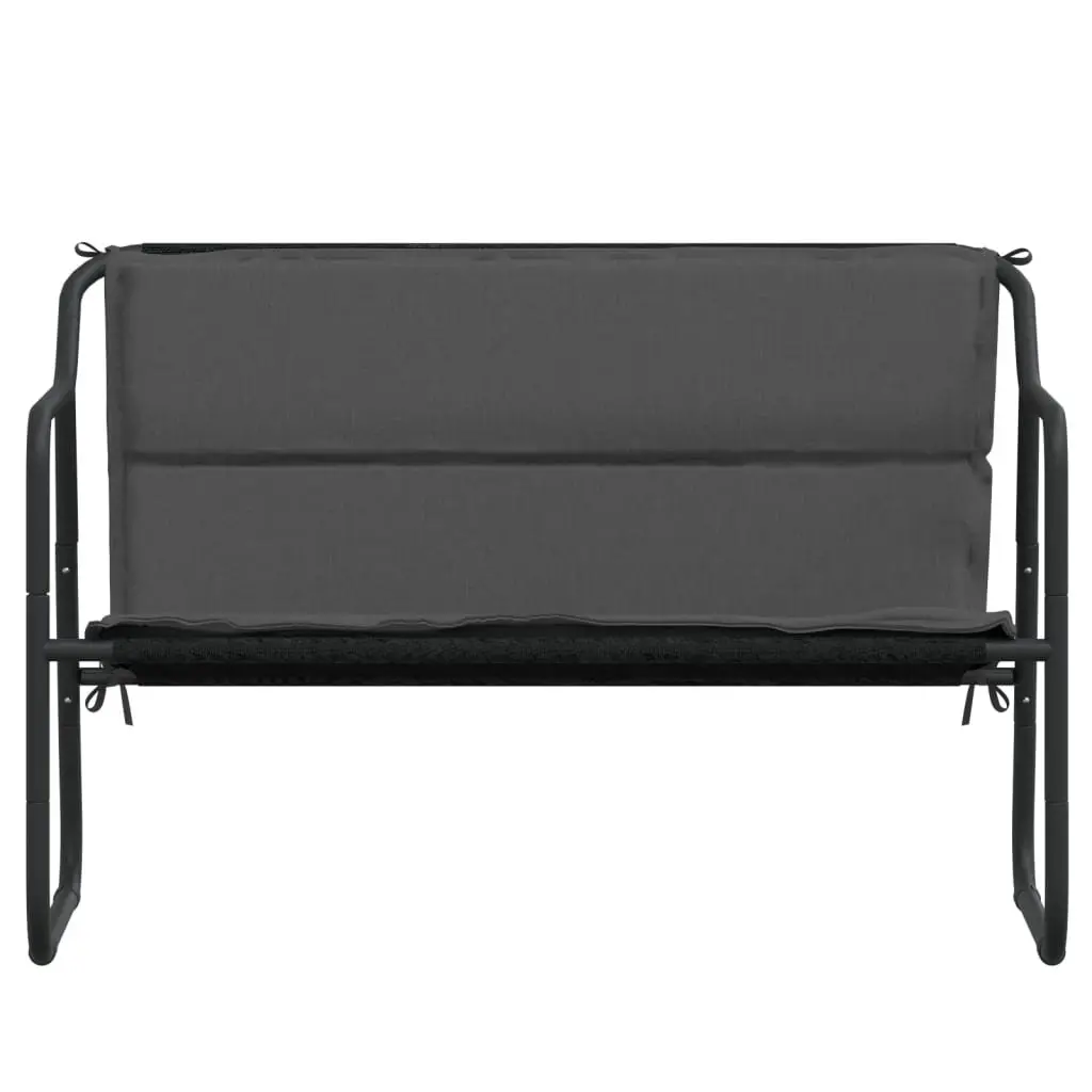 Garden Bench Steel Frame 2-Seater Anthracite with Cushion Textilene Fabric