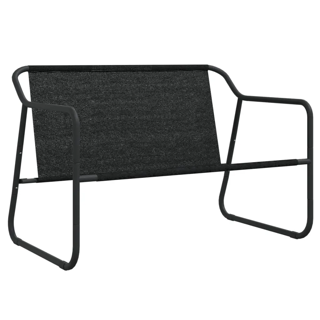 Garden Bench Steel Frame 2-Seater Anthracite with Cushion Textilene Fabric
