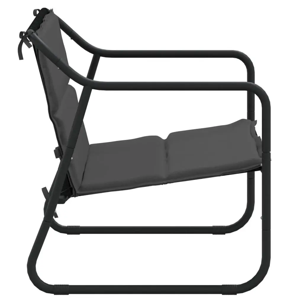 Garden Bench Steel Frame 2-Seater Anthracite with Cushion Textilene Fabric