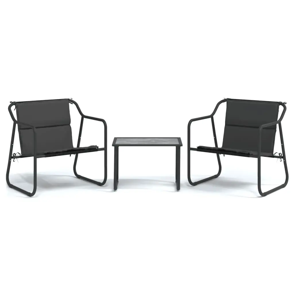 Garden Lounge Set Steel Frame Textilene Fabric 3 Piece Anthracite