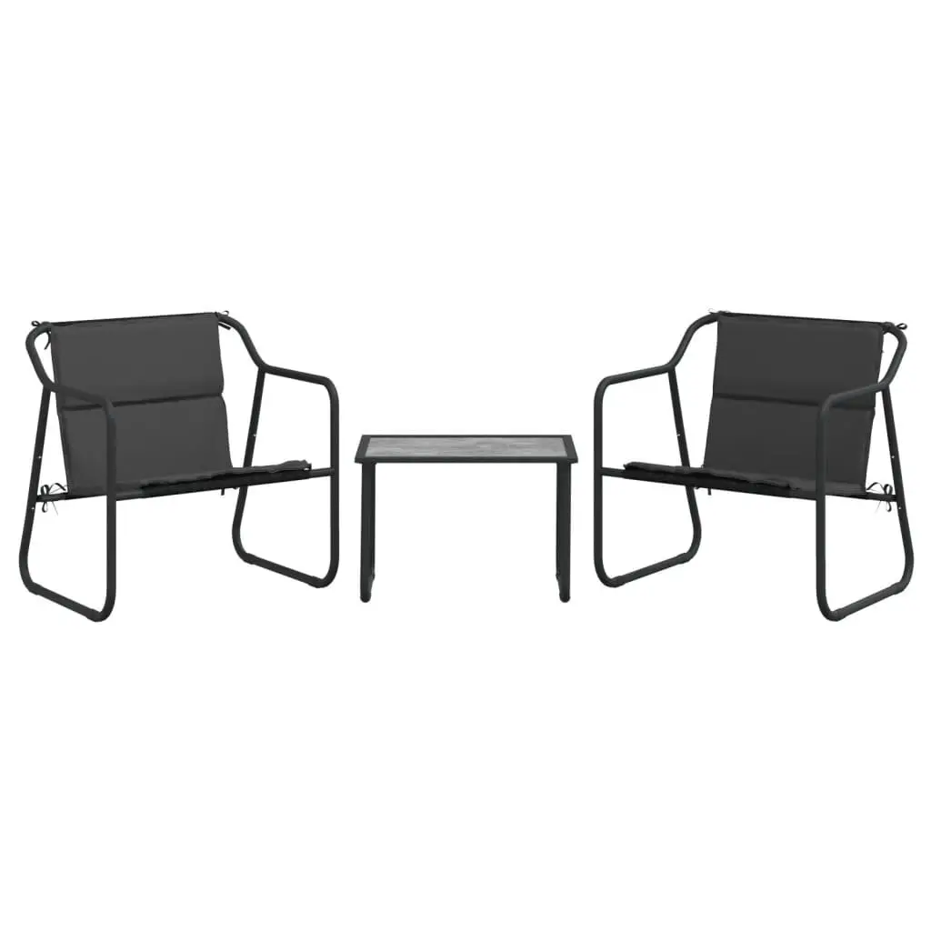 Garden Lounge Set Steel Frame Textilene Fabric 3 Piece Anthracite
