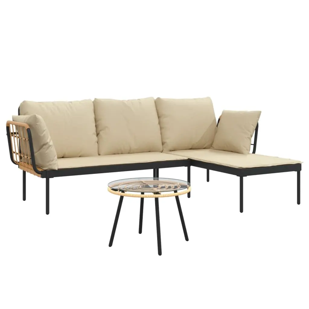 3 Piece Anthracite Garden Lounge Set with Beige Cushions