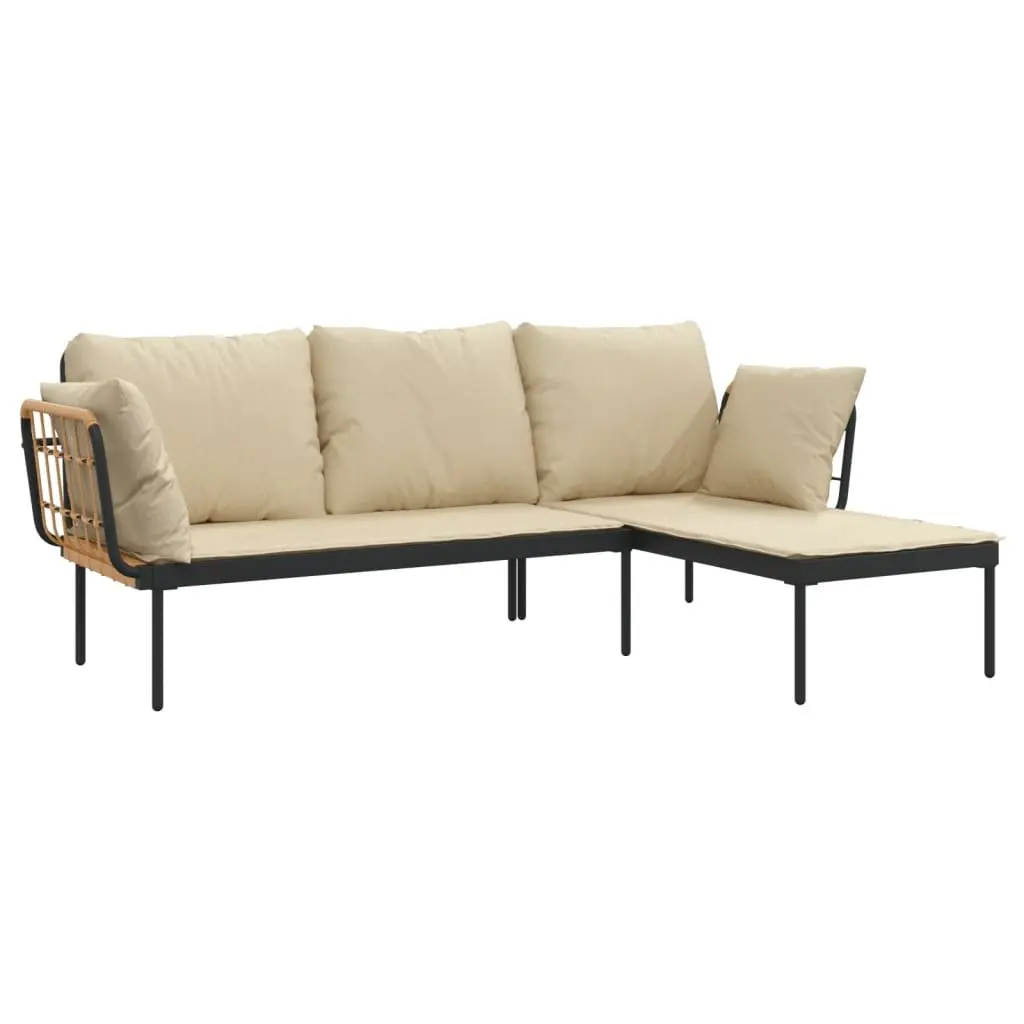 3 Piece Anthracite Garden Lounge Set with Beige Cushions