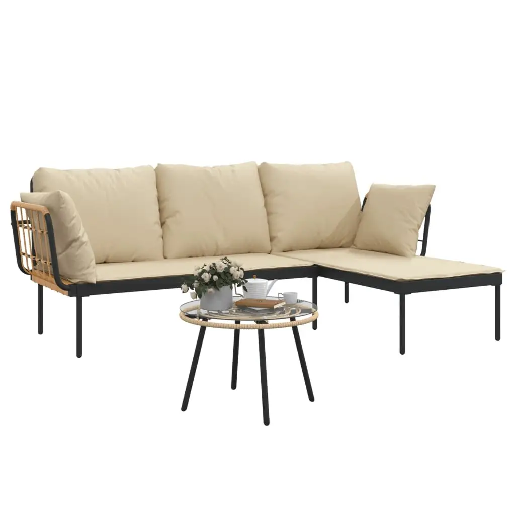 3 Piece Anthracite Garden Lounge Set with Beige Cushions