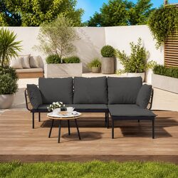 Premium 3 Piece Rattan Garden Lounge Set with Table