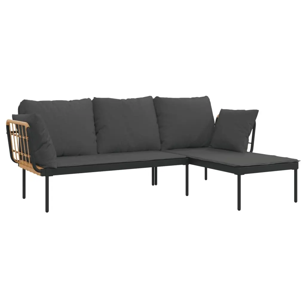3 Piece Rattan Garden Lounge Set with Table