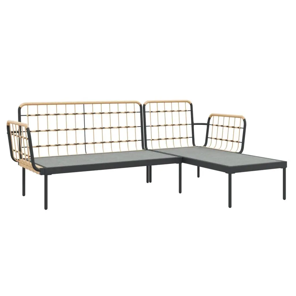 3 Piece Rattan Garden Lounge Set with Table