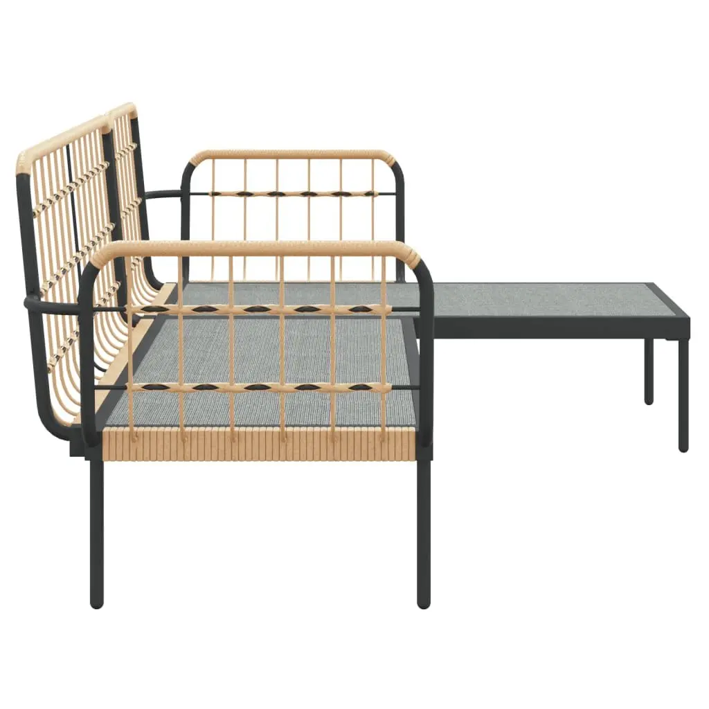 3 Piece Rattan Garden Lounge Set with Table