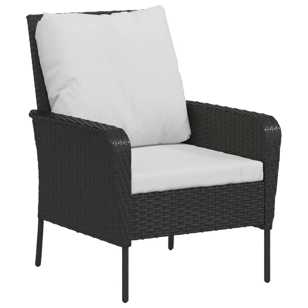 Garden Chair Black PE Rattan Outdoor Lounge Seating with Footstool
