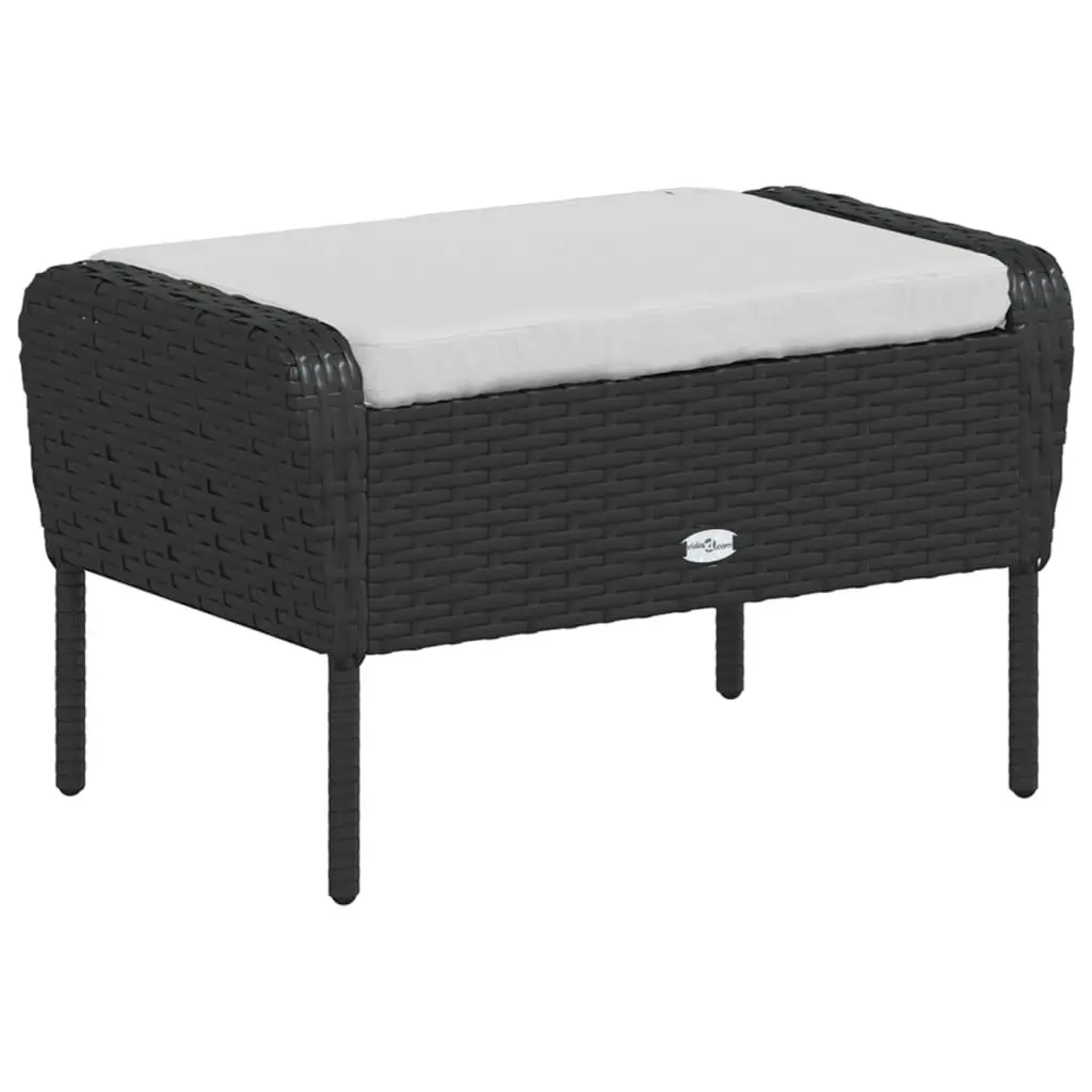 Garden Chair Black PE Rattan Outdoor Lounge Seating with Footstool