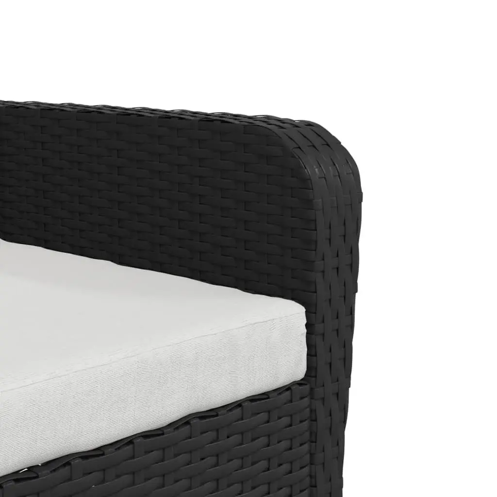 Garden Chair Black PE Rattan Outdoor Lounge Seating with Footstool