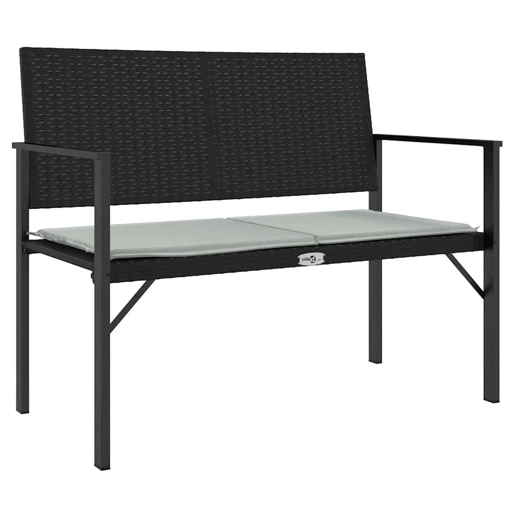 Black 2-Seater Garden Bench with Cushion