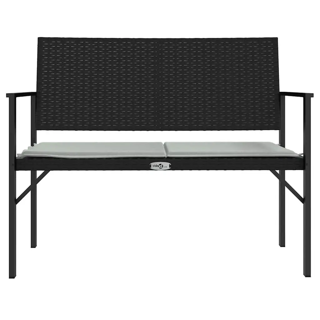 Black 2-Seater Garden Bench with Cushion