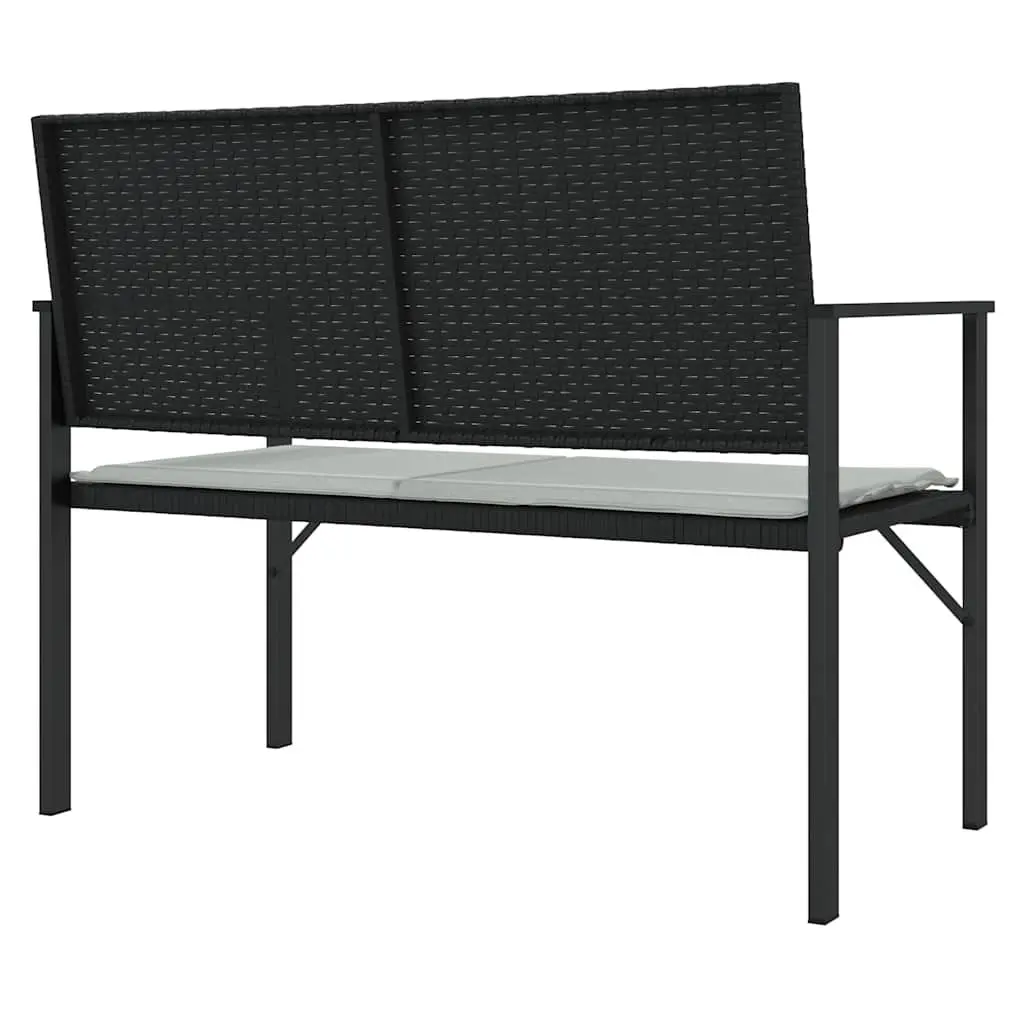 Black 2-Seater Garden Bench with Cushion