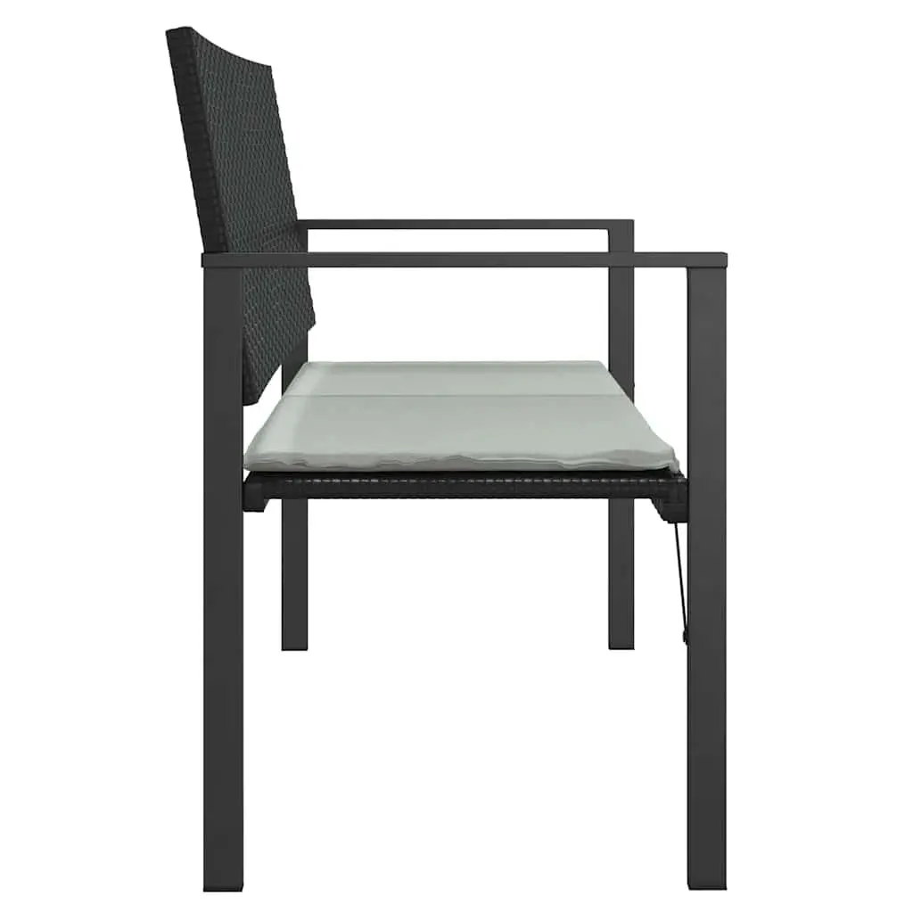 Black 2-Seater Garden Bench with Cushion