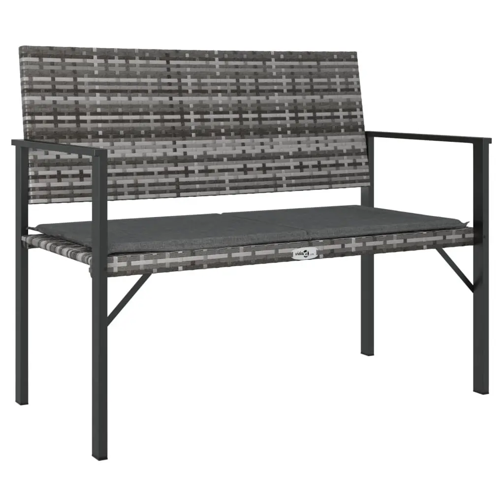 2-Seater Outdoor Garden Bench with Cushion Grey
