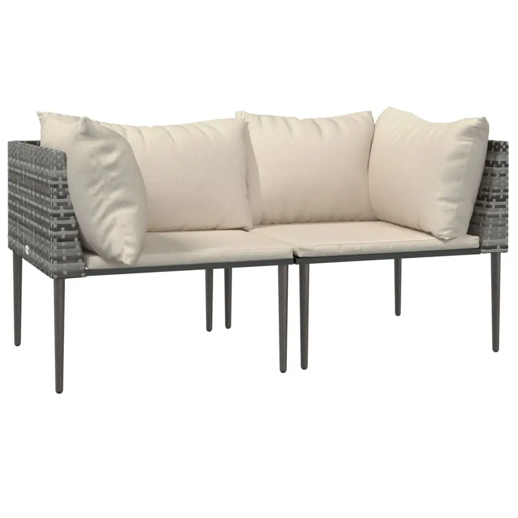 Garden Lounge Set PE Rattan 3 Piece Outdoor Furniture Grey with Cushions
