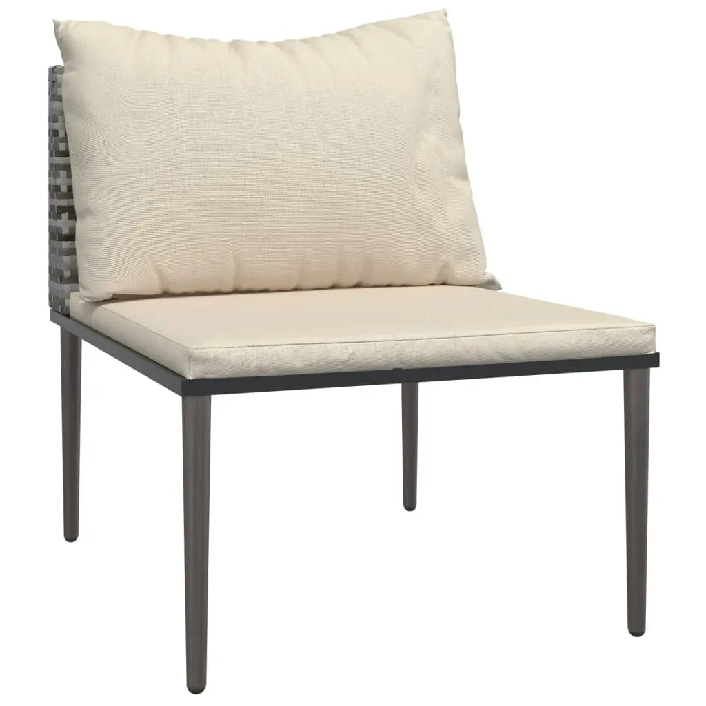 Grey Poly Rattan Garden Middle Sofas with Cushions