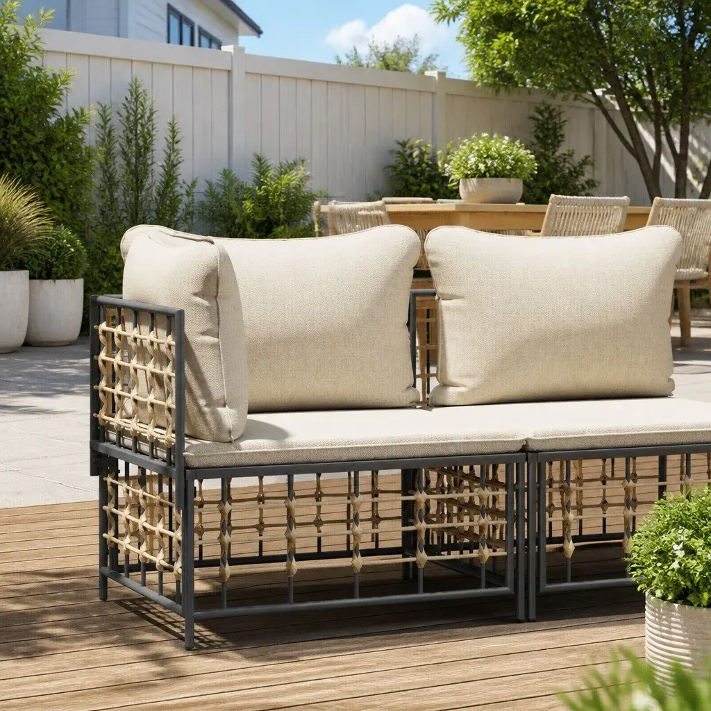 Outdoor Corner Sofa Rattan Seating with Cushions Modular