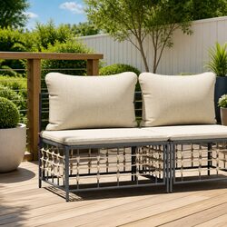 Poly Rattan Middle Sofa Sectional Unit for Outdoor Use