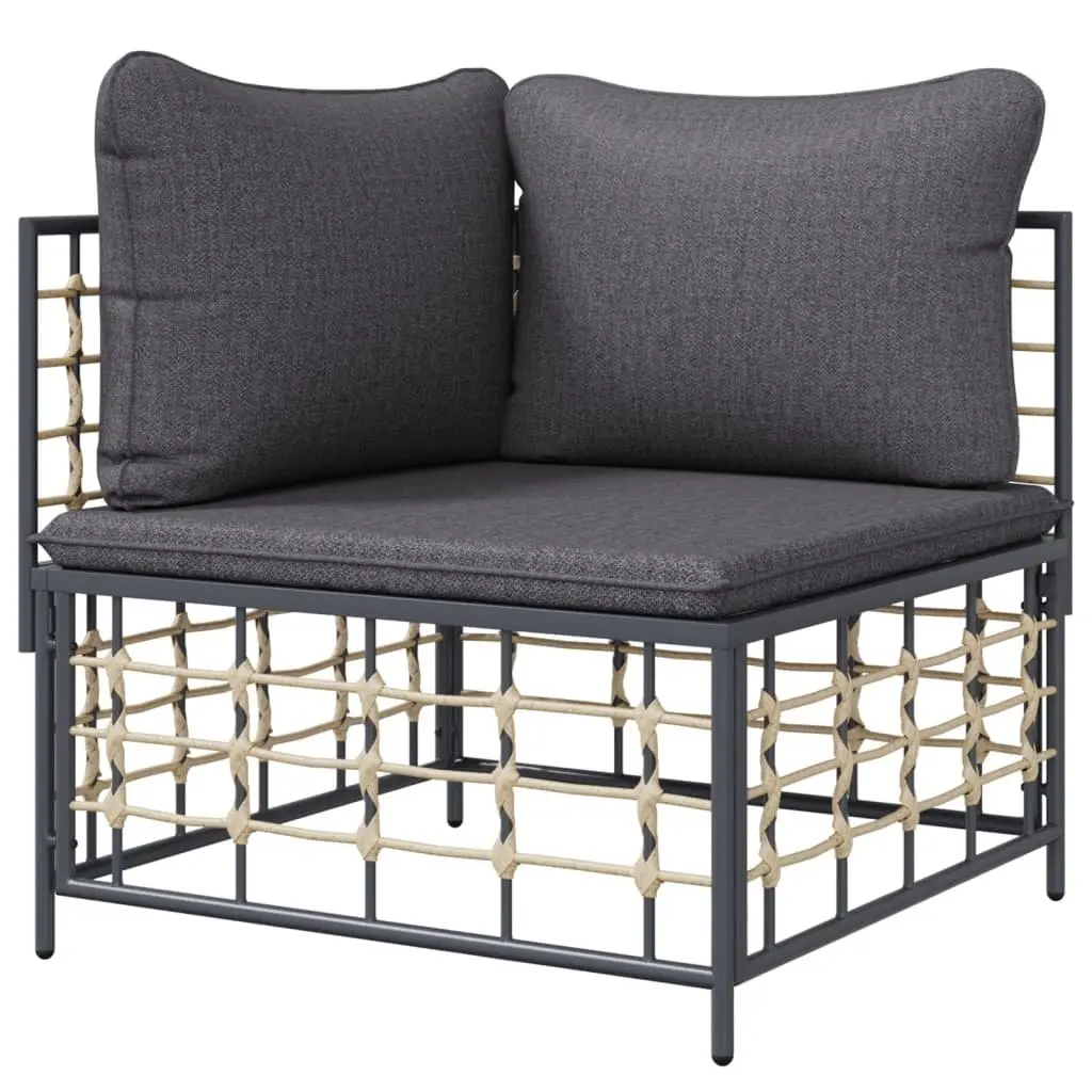 Outdoor Corner Sofa with Cushions in Poly Rattan