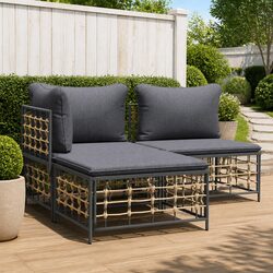 Durable Outdoor Ottoman Footstool with Anthracite Cushion