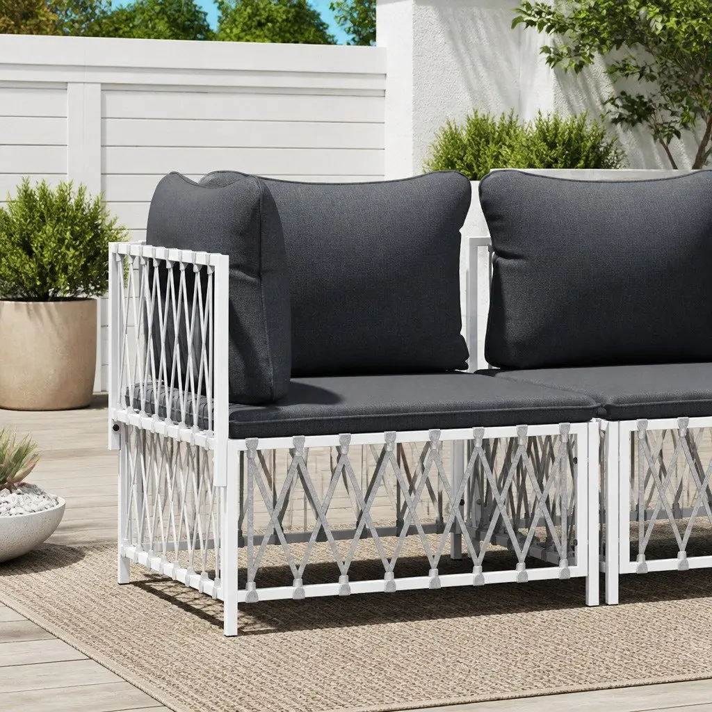 Outdoor Corner Sofa with Cushions in White