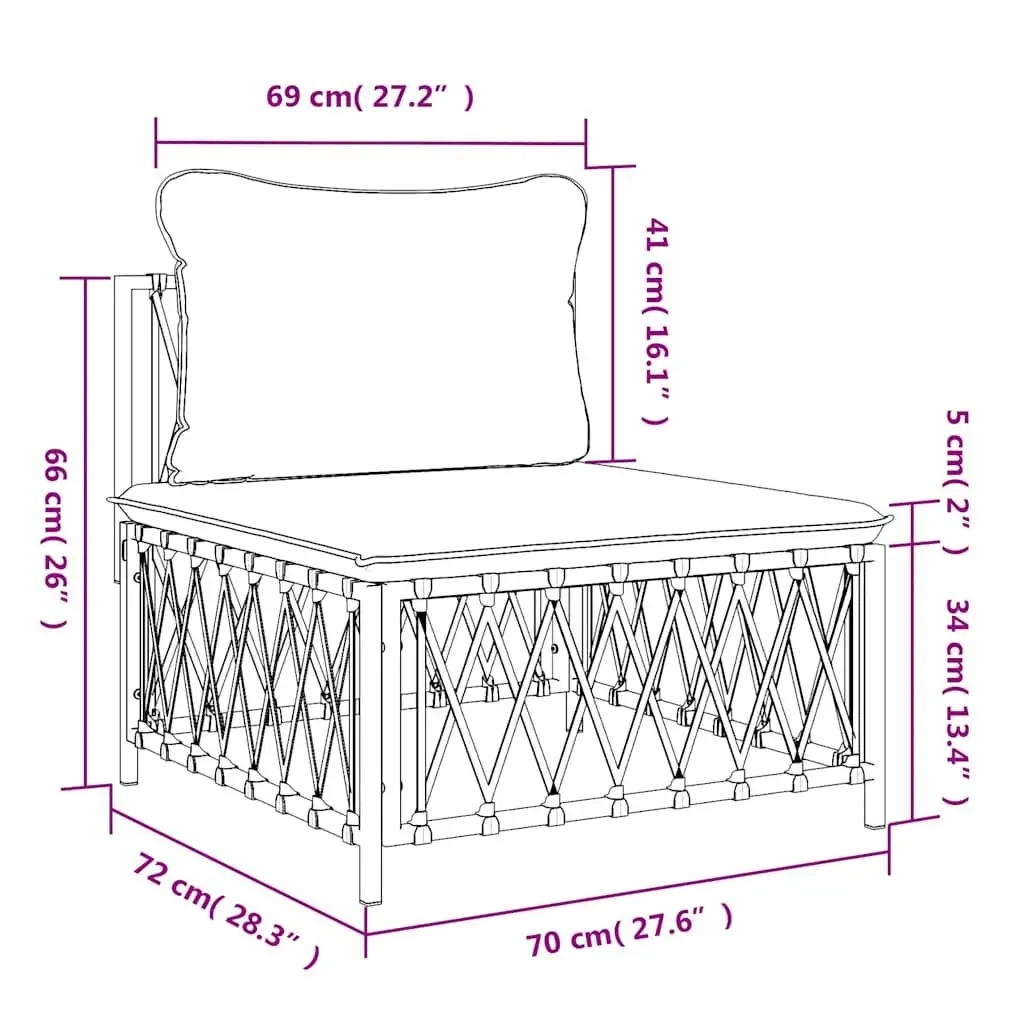 Outdoor Garden Middle Sofa with Cushions