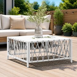 Durable Outdoor Garden Table 70x70x34cm in White