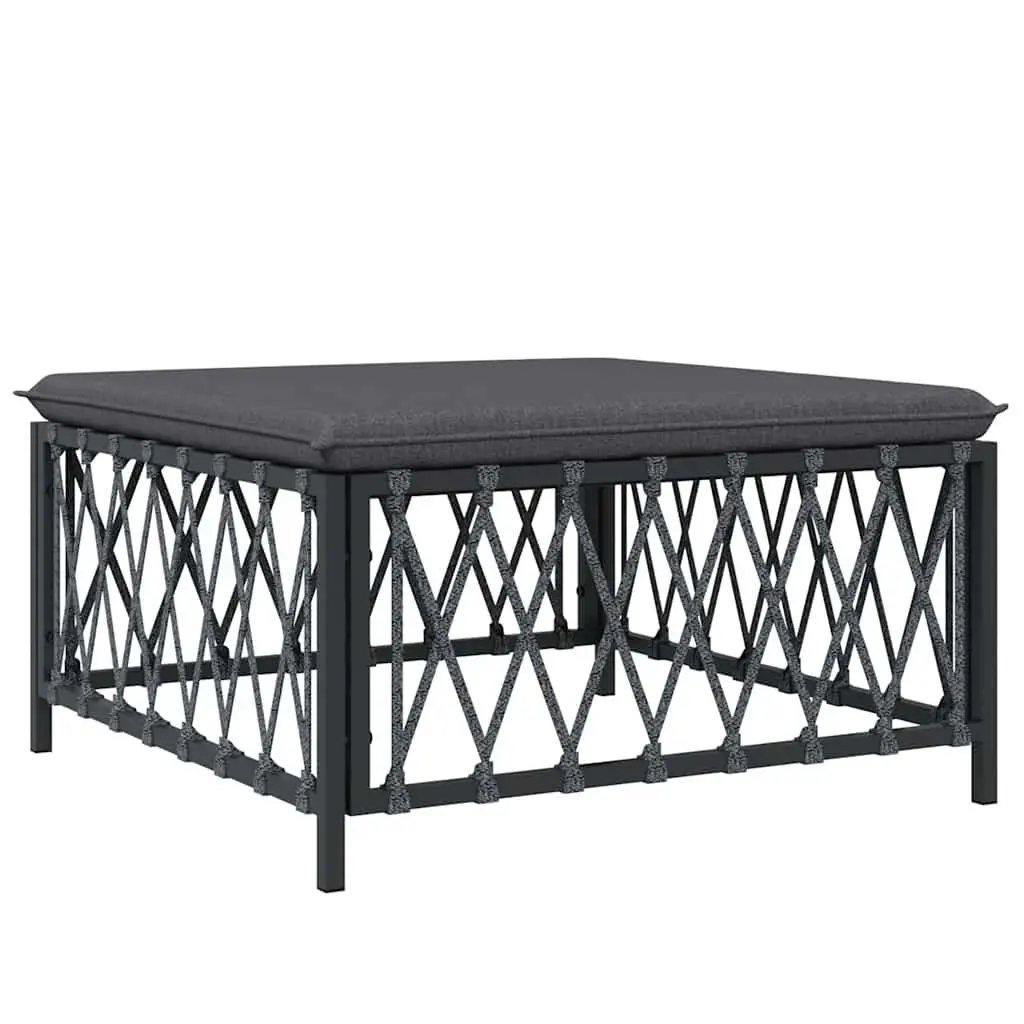 Anthracite Garden Footstool Ottoman with Cushion