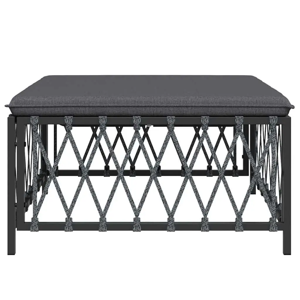 Anthracite Garden Footstool Ottoman with Cushion