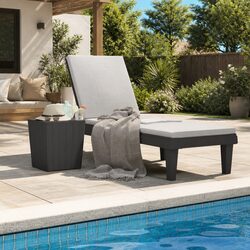Black Adjustable Sun Lounger with Durable Backrest