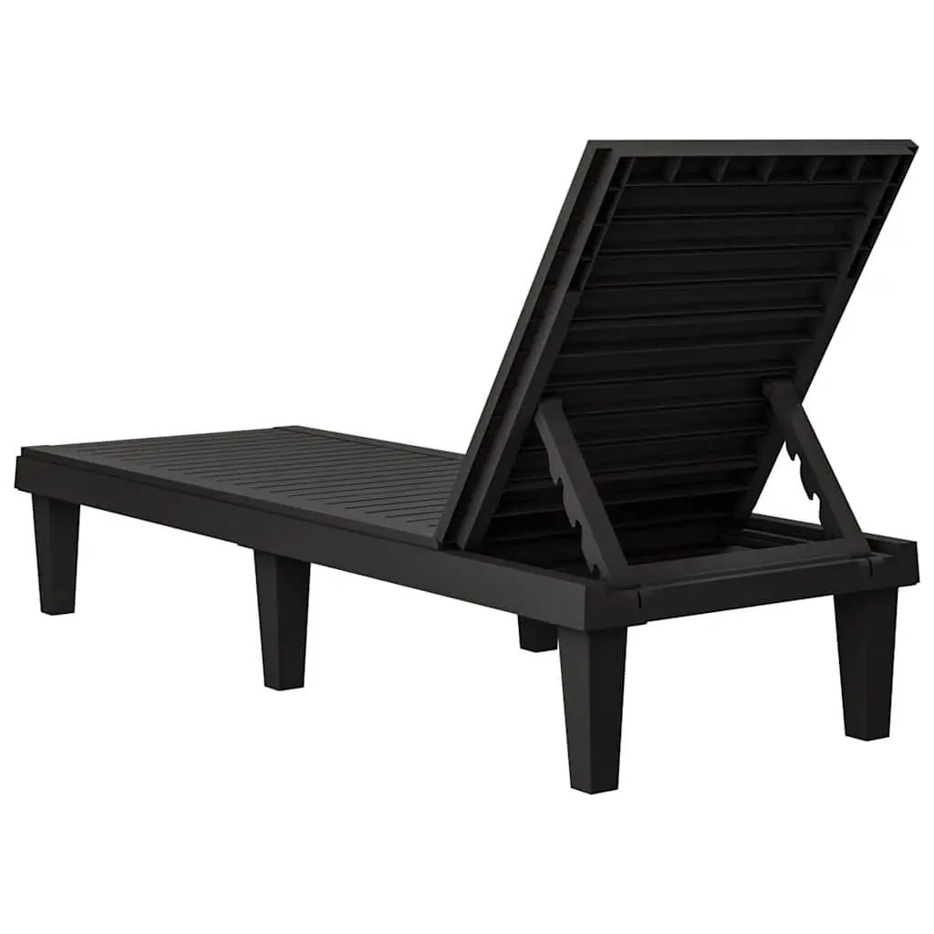 Black Adjustable Sun Lounger with Durable Backrest