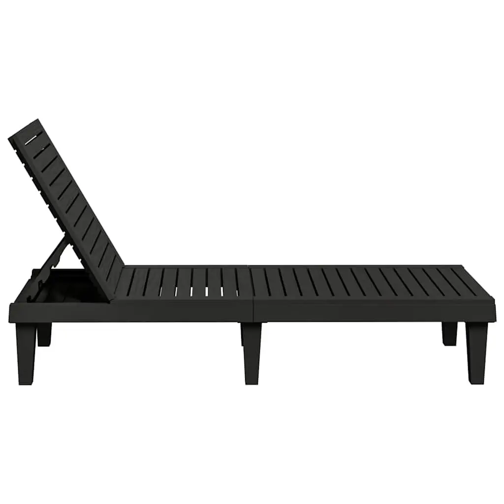 Black Adjustable Sun Lounger with Durable Backrest