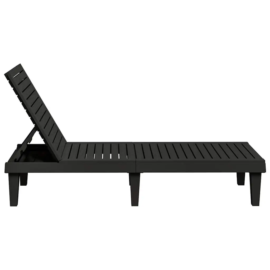 Sun Loungers 2 pcs Black Adjustable Backrest Outdoor Chaise Lounge Recliners