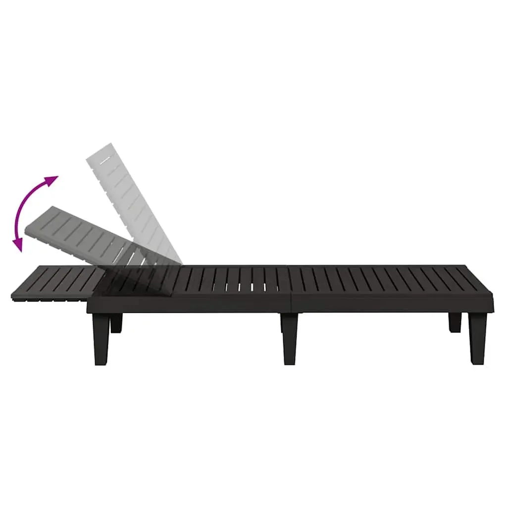 Sun Loungers 2 pcs Black Adjustable Backrest Outdoor Chaise Lounge Recliners
