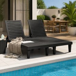 Premium Black Double Sun Lounger with Adjustable Backrest