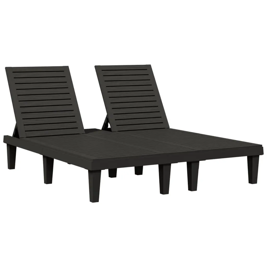 Black Double Sun Lounger with Adjustable Backrest