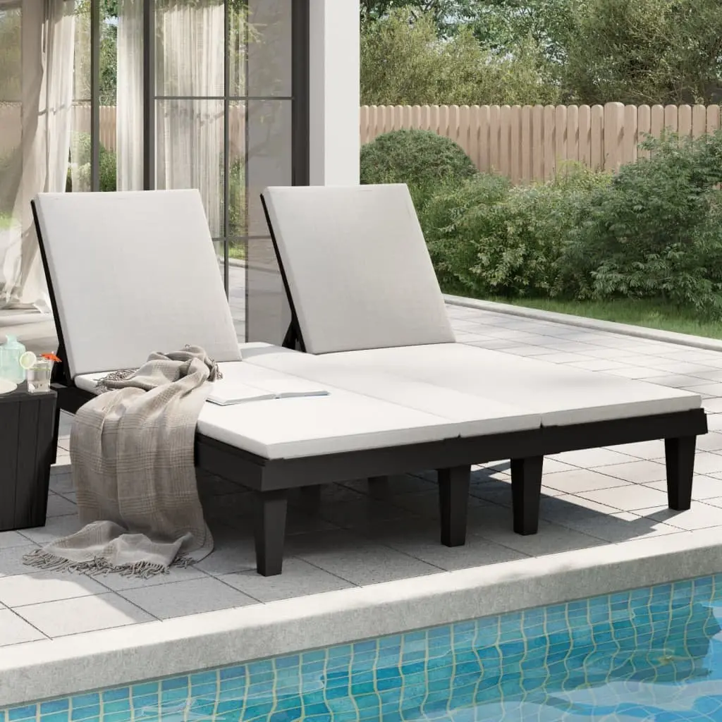 Black Double Sun Lounger with Adjustable Backrest